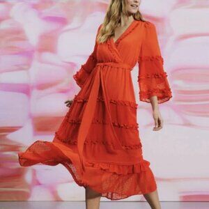 Alexie Orange Ruffle Dress